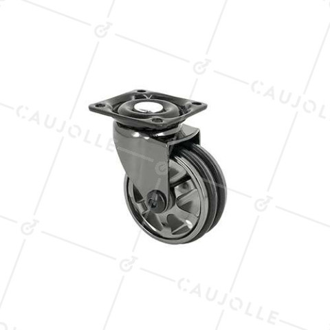 Ruota DESIGN IN ALLUMINIO NERO SPECCHIO DIAMETRO 50 MM CARICO 30KG - BLACKNICKEL 50P • Caujolle