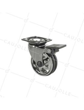 Ruota DESIGN A FRENO IN ALLUMINIO NERO LUCIDO DIAMETRO 50 MM CARICO 30KG - BLACKNICKEL 50PAF • Caujolle