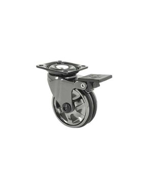 Ruota DESIGN A FRENO IN ALLUMINIO NERO LUCIDO DIAMETRO 50 MM CARICO 30KG - BLACKNICKEL 50PAF