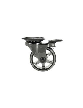 Ruota DESIGN A FRENO IN ALLUMINIO NERO LUCIDO DIAMETRO 50 MM CARICO 30KG - BLACKNICKEL 50PAF