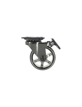 Ruota DESIGN A FRENO IN ALLUMINIO NERO LUCIDO DIAMETRO 50 MM CARICO 30KG - BLACKNICKEL 50PAF