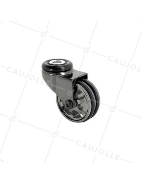 Ruota DESIGN A Foro di fissaggio IN ALLUMINIO NERO LUCIDO DIAMETRO 50 MM CARICO 30KG A FISSAGGIO DI 10 MM - BLACKNICKEL 50O • Caujolle