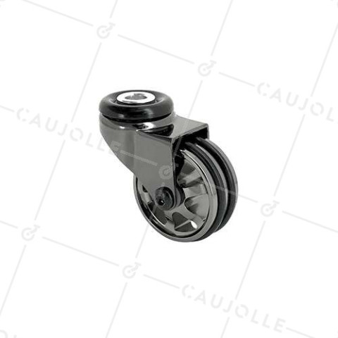 Ruota DESIGN A Foro di fissaggio IN ALLUMINIO NERO LUCIDO DIAMETRO 50 MM CARICO 30KG A FISSAGGIO DI 10 MM - BLACKNICKEL 50O • Caujolle