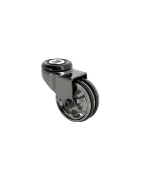 Ruota DESIGN A Foro di fissaggio IN ALLUMINIO NERO LUCIDO DIAMETRO 50 MM CARICO 30KG A FISSAGGIO DI 10 MM - BLACKNICKEL 50O