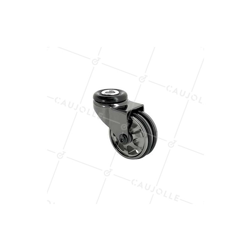 Ruota DESIGN A Foro di fissaggio IN ALLUMINIO NERO LUCIDO DIAMETRO 50 MM CARICO 30KG A FISSAGGIO DI 10 MM - BLACKNICKEL 50O