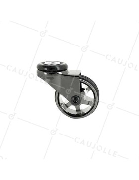 Ruota DESIGN A Foro di fissaggio IN ALLUMINIO NERO LUCIDO DIAMETRO 50 MM CARICO 30KG A FISSAGGIO DI 10 MM - BLACKNICKEL 50O