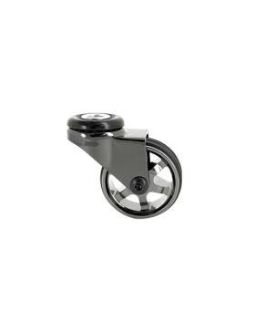 Ruota DESIGN A Foro di fissaggio IN ALLUMINIO NERO LUCIDO DIAMETRO 50 MM CARICO 30KG A FISSAGGIO DI 10 MM - BLACKNICKEL 50O