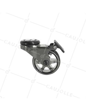 Ruota DESIGN A Foro di fissaggio A FRENO IN ALLUMINIO NERO LUCIDO DIAMETRO 50 MM CARICO 30KG A FISSAGGIO DI 10 MM - BLACKNICKEL 