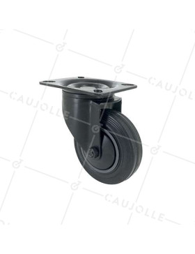 Ruota NERA DI MANUTENZIONE PIVOTANTE IN GOMMA DIAMETRO 100 MM CARICO 80 KG - S2C 100N • Caujolle
