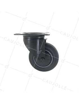 Ruota NERA DI MANUTENZIONE PIVOTANTE IN GOMMA DIAMETRO 100 MM CARICO 100 KG - S2C 100N