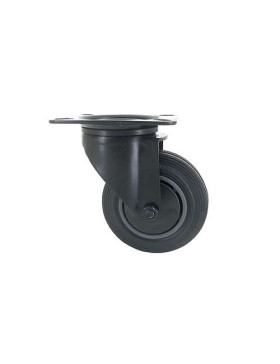 Ruota NERA DI MANUTENZIONE PIVOTANTE IN GOMMA DIAMETRO 100 MM CARICO 100 KG - S2C 100N