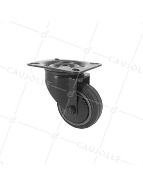 Ruota NERA DI MANUTENZIONE PIVOTANTE IN GOMMA DIAMETRO 80 MM CARICO 65 KG - S2C 80N • Caujolle
