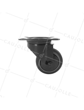 Roulette manutention noire platine en caoutchouc - S2C 100N