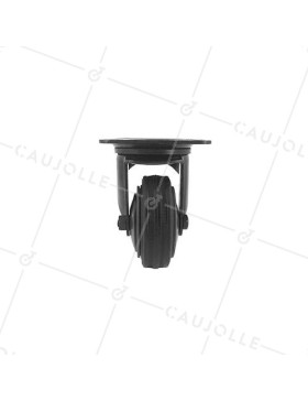 Roulette manutention noire platine en caoutchouc - S2C 100N