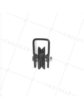MONTURE NOIRE POUR PORTAIL COULISSANT ROUE À GORGE Y DIAMÈTRE 60 MM POUR RAIL TRIANGULAIRE CHARGE 200 KG 