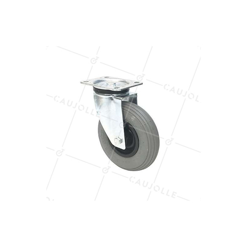 Roulette pivotante gonflable avec pneu renforcé gris diamètre 200mm