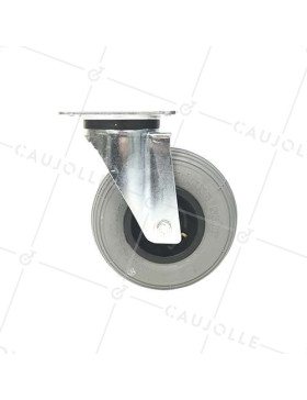 Roulette pivotante gonflable avec pneu renforcé gris diamètre 200mm