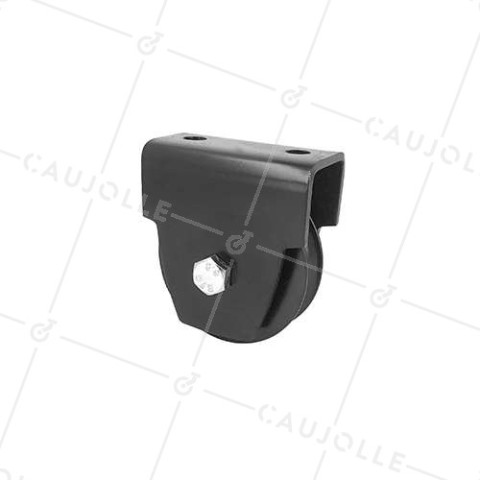 MONTATURA NERA PER PORTA SCORREVOLE Ruota A Gola RONDA DIAMETRO 80 MM PER RAIL DI 16 MM CARICO 300 KG • Caujolle