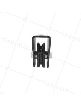 MONTURE NOIRE POUR PORTAIL COULISSANT ROUE À GORGE Y DIAMÈTRE 70 MM POUR RAIL TRIANGULAIRE CHARGE 300 KG 