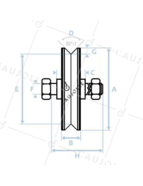 Ruota DI PORTA LARGA A Gola V DIAMETRO 250 MM PER RAIL TRIANGOLARE DI 25 MM CARICO 600 KG ASSE 18 MM - GAGV250L