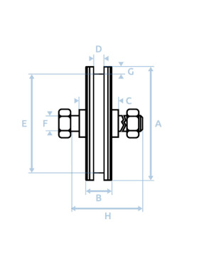Ruota DI PORTA A Gola QUADRA DIAMETRO 60 MM PER RAIL QUADRO DI 10 MM ASSE 10 MM CARICO 250 KG - GAGC60