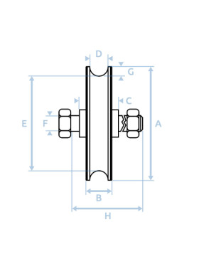 Ruota DI PORTA SCORREVOLE NERA RESISTENTE A Gola TONDA DIAMETRO 80 MM PER RAIL TONDO DI 16 MM CARICO 300 KG - GAGR80N