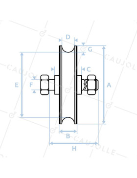 Ruota DI PORTALE SCORREVOLE A Gola TONDA STRETTA DIAMETRO 200 MM PER RAIL TONDO DI 16 MM CARICO 600 KG ASSE 14 MM - GAGR200