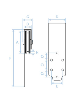 MONTURE DE PORTAIL SUSPENDU NOIRE À GORGE CARRÉE DIAMÈTRE 80 MM POUR RAIL DE 10 MM CHARGE 300 KG 