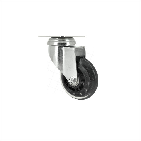 RUEDA TRANSPARENTE DE POLIURETANO CON PLACA Y COJINETE DE BOLAS DE ALTO RENDIMIENTO CON UN DIÁMETRO DE 72 MM CARGA 40 KG - S140TR80 • Caujolle