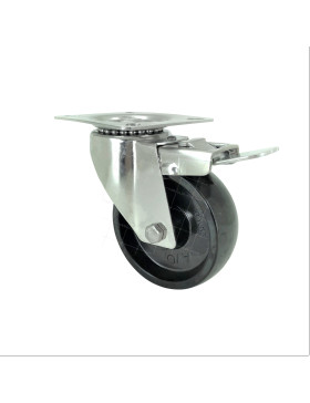 Ruota INOX AD ALTA TEMPERATURA PIVOTANTE A FRENO PER FORNO DIAMETRO 100 MM CARICO 150 KG • Caujolle