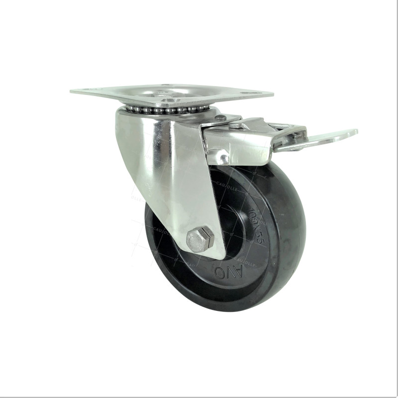 ROULETTE INOX PIVOTANTE A FREIN POUR FOUR DIAMETRE 100 MM CHARGE X KG 