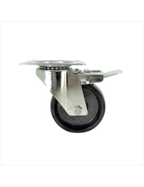 ROULETTE INOX PIVOTANTE A FREIN POUR FOUR DIAMETRE 100 MM CHARGE X KG 