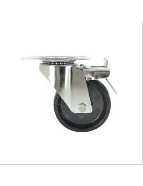 ROULETTE INOX PIVOTANTE A FREIN POUR FOUR DIAMETRE 100 MM CHARGE X KG 