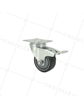 Ruota A FRENO IN GOMMA SOFFICE ANTI-USURA E NON MACCHIO  DIAMETRO 50MM CARICO 40 KG - S15P 50BL • Caujolle
