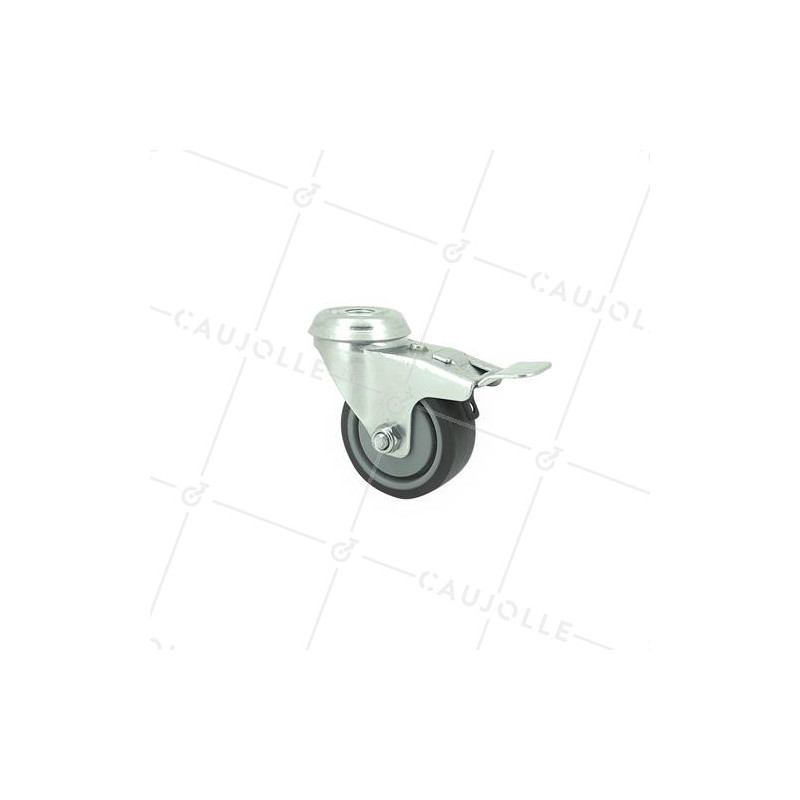RUEDA PARA COLECTIVIDADES CON FRENO DE CAUCHO FLEXIBLE QUE NO MANCHA CON UN DIÁMETRO DE 50 MM CARGA 40 KG CON FIJACIÓN DE 10 MM-