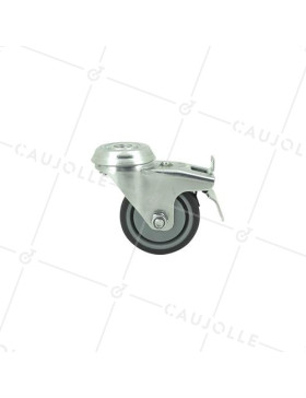 RUEDA PARA COLECTIVIDADES CON FRENO DE CAUCHO FLEXIBLE QUE NO MANCHA CON UN DIÁMETRO DE 50 MM CARGA 40 KG CON FIJACIÓN DE 10 MM-