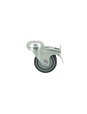 RUEDA PARA COLECTIVIDADES CON FRENO DE CAUCHO FLEXIBLE QUE NO MANCHA CON UN DIÁMETRO DE 50 MM CARGA 40 KG CON FIJACIÓN DE 10 MM-