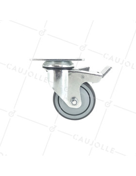 Ruota PIVOTANTE A Piastra CON FRENATURA IN GOMMA MORBIDA ANTI-USURA E NON MACCHIANTE DIAMETRO 80MM CARICO 100 KG - S15P 80BL
