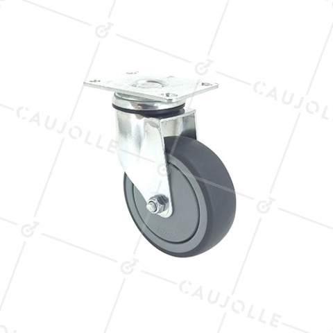 Ruota PIVOTANTE A Piastra IN GOMMA SOFFICE ANTI-Usura E NON MACCHIANTI DIAMETRO 100MM CARICO 130 KG - S15P 100 • Caujolle