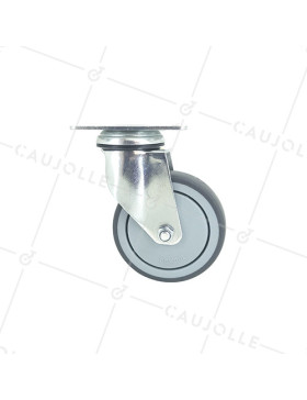 Ruota PIVOTANTE A Piastra IN GOMMA SOFFICE ANTI-Usura E NON MACCHIANTI DIAMETRO 100MM CARICO 130 KG - S15P 100
