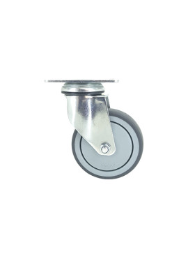 Ruota PIVOTANTE A Piastra IN GOMMA SOFFICE ANTI-Usura E NON MACCHIANTI DIAMETRO 100MM CARICO 130 KG - S15P 100