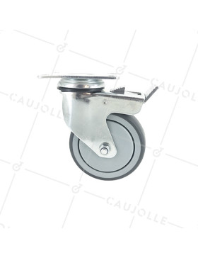 Ruota PIVOTANTE A Piastra CON FRENATO IN GOMMA SOFFICE ANTI-USURA E NON MACCHIANTE DIAMETRO 100MM CARICO 130 KG - S15P 100BL