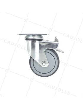 Ruota PIVOTANTE A Piastra CON FRENATO IN GOMMA SOFFICE ANTI-USURA E NON MACCHIANTE DIAMETRO 100MM CARICO 130 KG - S15P 100BL