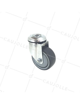 RUEDA PARA COLECTIVIDADES GIRATORIA CON AGUJERO PASANTE DIÁMETRO 80 MM CARGA 60 KG - S15O 80 • Caujolle