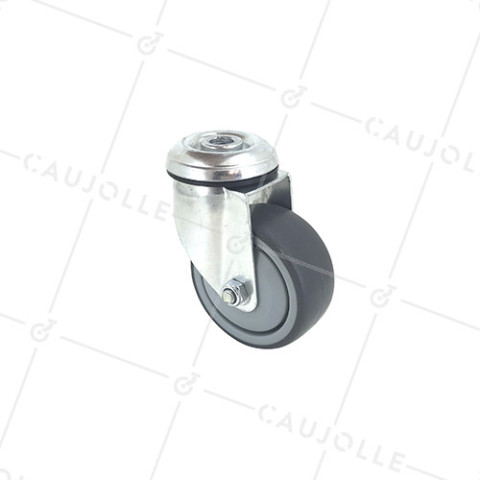 RUEDA PARA COLECTIVIDADES GIRATORIA CON AGUJERO PASANTE DIÁMETRO 80 MM CARGA 60 KG - S15O 80 • Caujolle