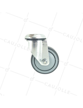 Ruota PIVOTANTE A Foro di fissaggio IN GOMMA MORBIDA ANTI-USURA E NON MACCHIANO DIAMETRO 80MM CARICO 100 KG A FISSAGGIO DI 12 MM