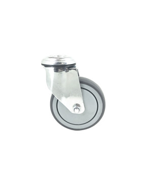 Ruota PIVOTANTE A Foro di fissaggio IN GOMMA FLESSIBILE ANTI-Usura E NON MACCHIANTI DIAMETRO 100MM CARICO 130 KG A FISSAGGIO DI 