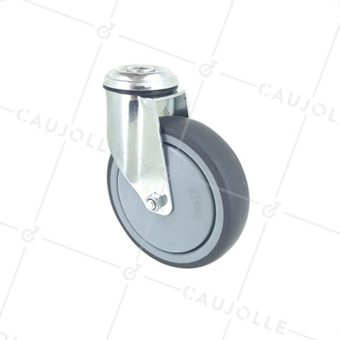 RUEDA PARA COLECTIVIDADES GIRATORIA CON AGUJERO PASANTE DIÁMETRO 125 MM CARGA 90 KG - S15O 125 • Caujolle