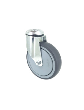 Ruota PIVOTANTE A Foro di fissaggio IN GOMMA SOFFICE ANTI-USURA E NON MACCHIANTI DIAMETRO 125 MM CARICO 150 KG A FISSAGGIO DI 12