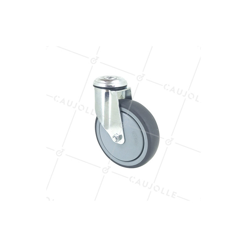Ruota PIVOTANTE A Foro di fissaggio IN GOMMA SOFFICE ANTI-USURA E NON MACCHIANTI DIAMETRO 125 MM CARICO 150 KG A FISSAGGIO DI 12